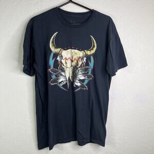 Bandit Brand Tee Buffalo Skull Black Size L, Made in USA, Western, cowboy, comfy